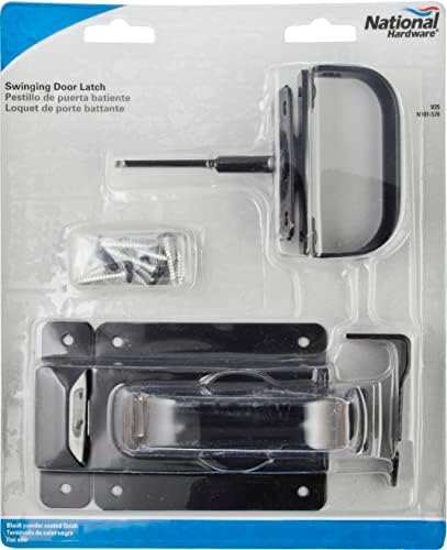 National Hardware Swinging Door Latch, Heavy Duty Steel, Black