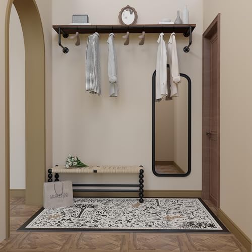 Clothes Rack 60in, Wall Mounted Garment Racks with Real Walnut Wood Shelf, He...