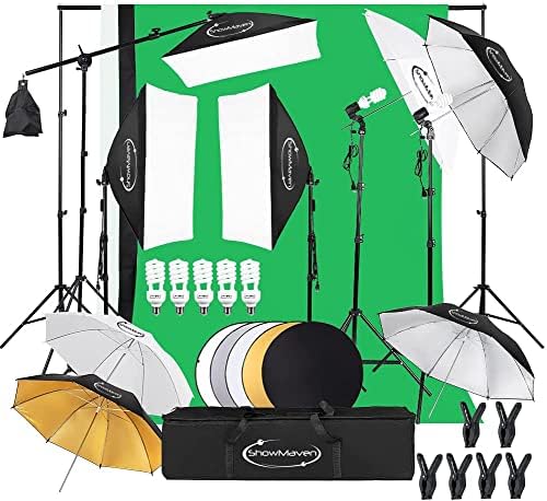 ShowMaven Photography Lighting Kit, Softbox Lighting Kit with Photo Backdrop ...