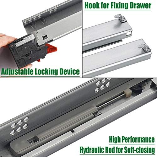 OCG Soft Close Undermount Drawer Slides 21 inch (6 Pairs), Full Extension Con...