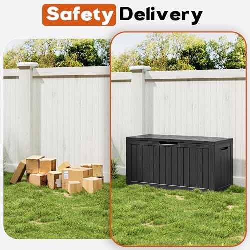 Outdoor Storage Box, Resin Deck Boxes Indoor and outdoor, Waterproof Storage ...