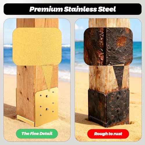 4"x4" Adjustable Post Base, 4Pcs，Golden,Stainless Steel Post Anchor...