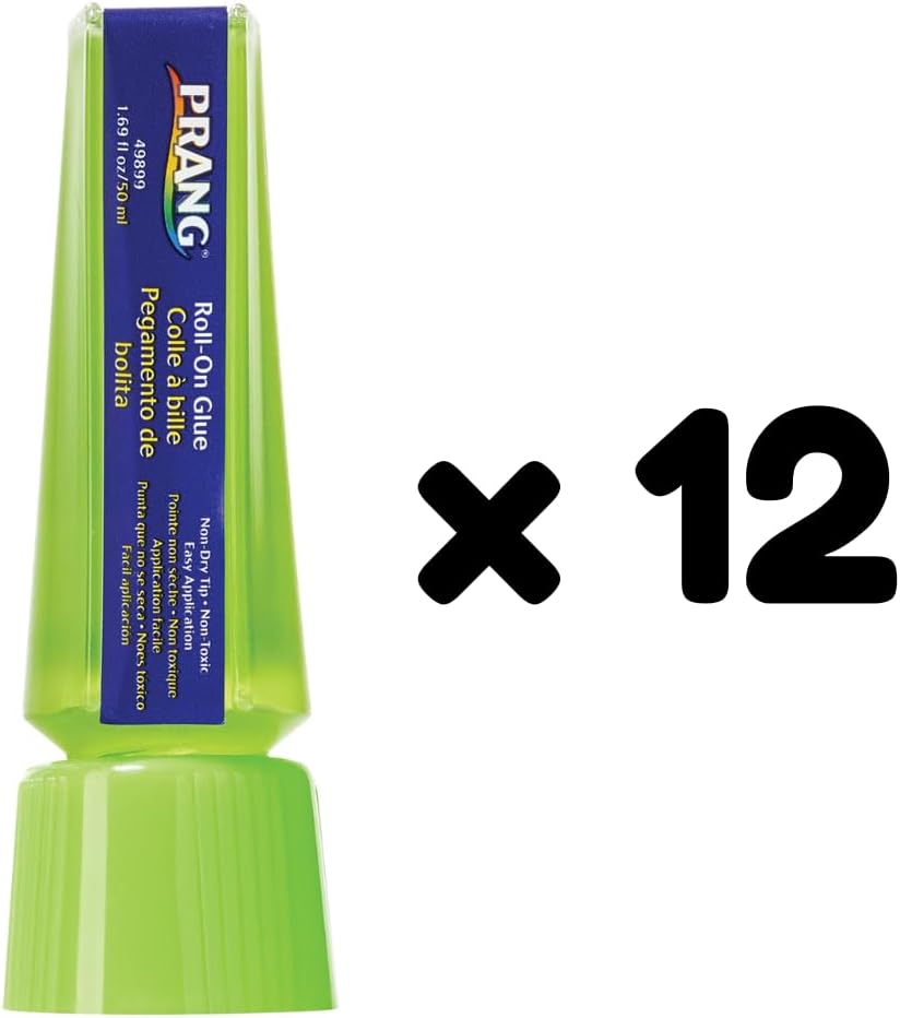 Prang Roll-On Liquid Glue, Fluorescent Green, Dries Clear, 1.69 oz. (50 mL), ...