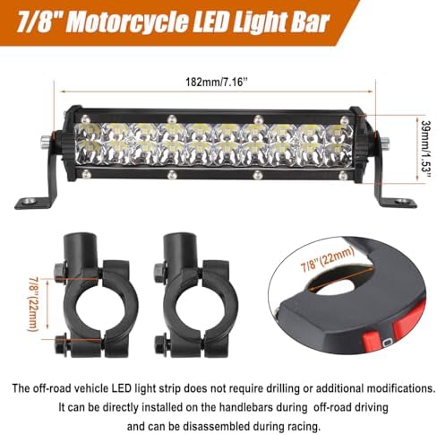 Motorcycle LED Light Bar & ON-Off Switch Headlight kit for CRF110 CRF250F...