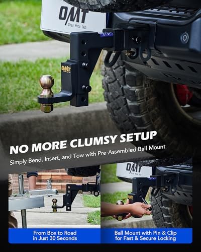 Orion Motor Tech Adjustable Trailer Hitch Ball Mount - 2" Receiver &...