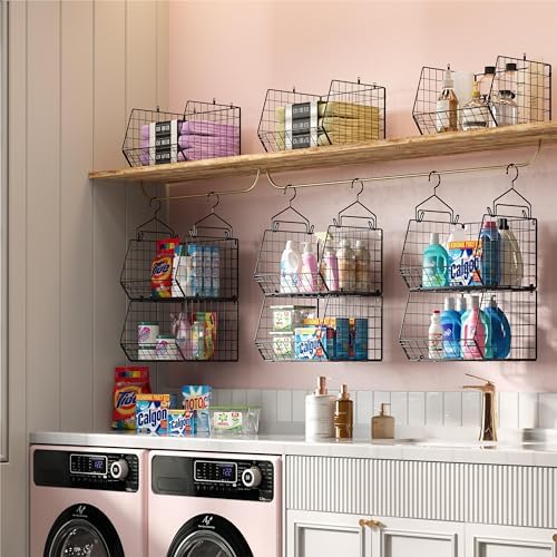 X-cosrack 5 Tier Closet Hanging Organizer, Clothes Hanging Shelves with 4 Han...
