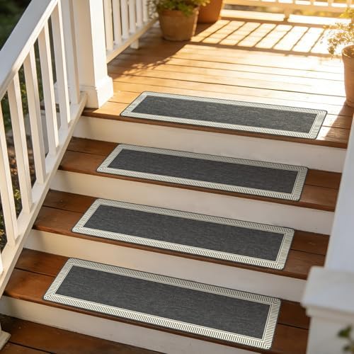 SALLOUS Outdoor Stair Treads 8” x 30” - 10-Pack Non Slip Stair Grip Tape for ...