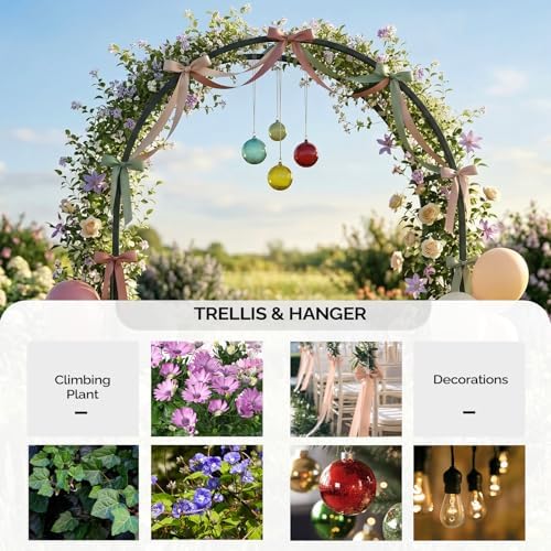 VINGLI Garden Arbor, 7.6ft Arch Trellis for Climbing Plants, Metal Garden Arb...