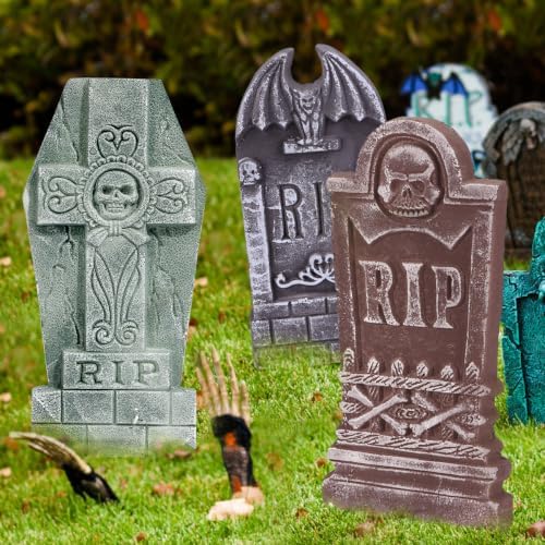 17” Halloween Foam RIP Graveyard Tombstones 5 Pack, Halloween Decorations
