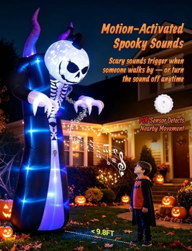 Elegear 10FT Grim Reaper Halloween Inflatable, Motion-Activated Scream