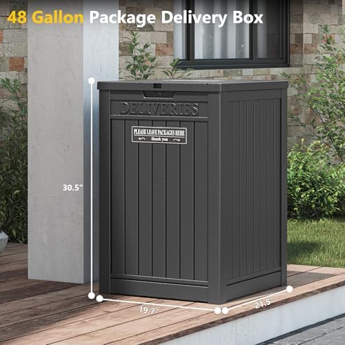 LHBGO Package Delivery Box for Outside, 48 Gallon Storage with Lockable Secur...
