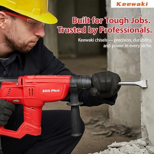 7PCS SDS Plus Chisel Set with Case, 10-Inch Rotary Hammer Chisels for Concret...