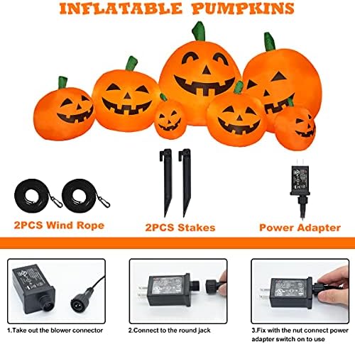 7.5 FT Inflatable Pumpkin Halloween Decorations, Halloween Blow Up Yard Decor...