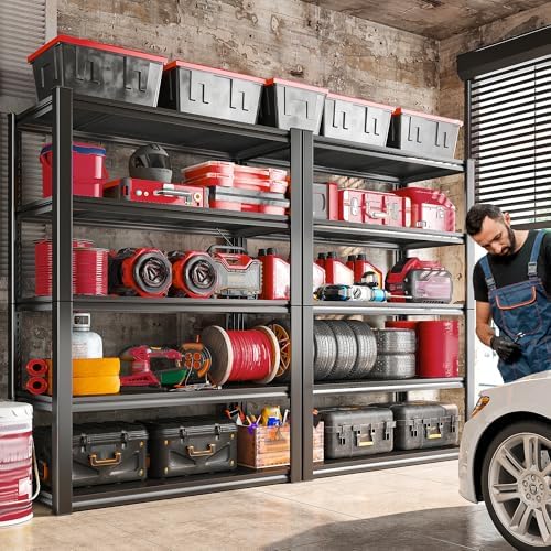 Raybee Storage Shelves 2000LBS Garage Shelving Heavy Duty, 5-Tier Adjustable ...
