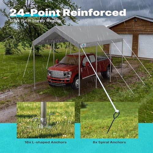 ADVANCE OUTDOOR 10x20 ft Heavy Duty Carport Potable Car Canopy Garage Party T...