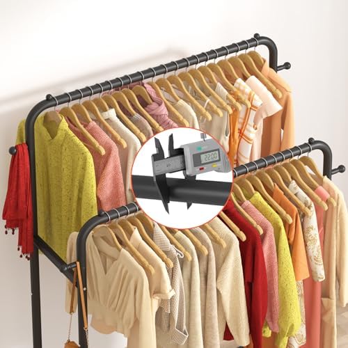 Laiensia Double Rods Garment Rack with Wheels, Clothing Rack for Hanging Clot...
