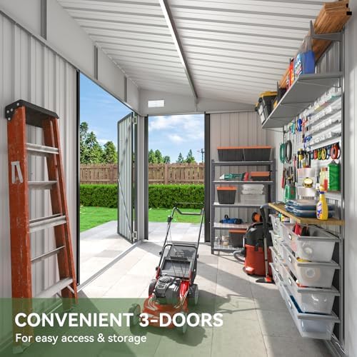 Aoxun 7.5'x4' Triple Door Shed Outdoor Storage Shed Black