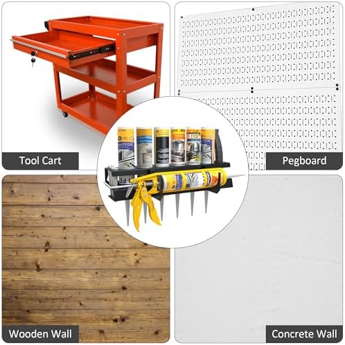 UNITEDPOWER Caulking Gun Holder 6+1, Wall Mount Hand Caulking Gun Storage Rac...