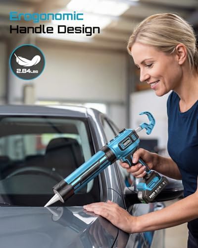 SEESII Electric Caulking Gun, Upgraded Brushless Motor w/2 x 2.0Ah