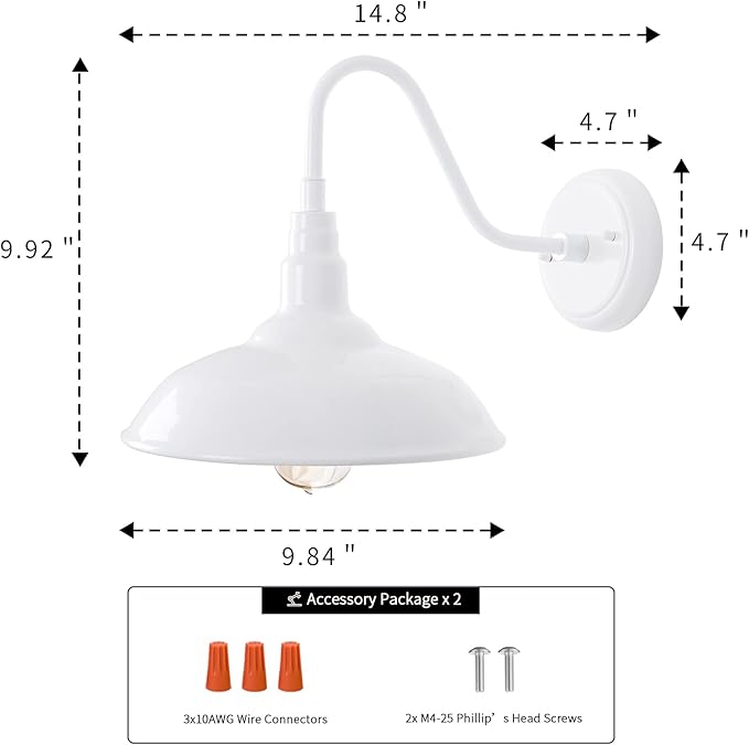 10'' Diameter Outdoor Gooseneck Barn Light Fixture