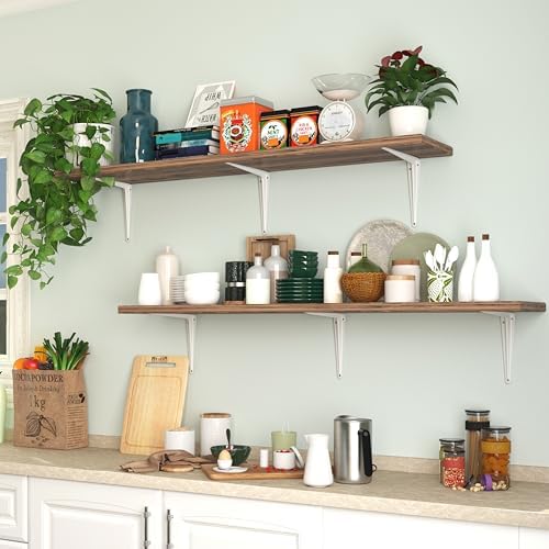 20 Pack Shelf Brackets 12 Inch, White Metal Brackets for Shelves, L Shape She...