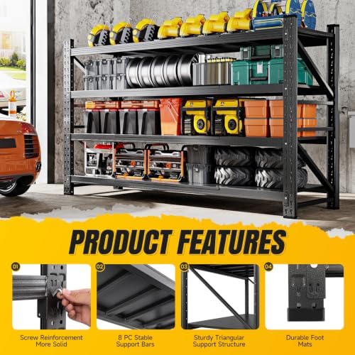 MIIIKO 68" W Garage Storage Shelving Unit,8000LBS Heavy Duty Metal Garag...
