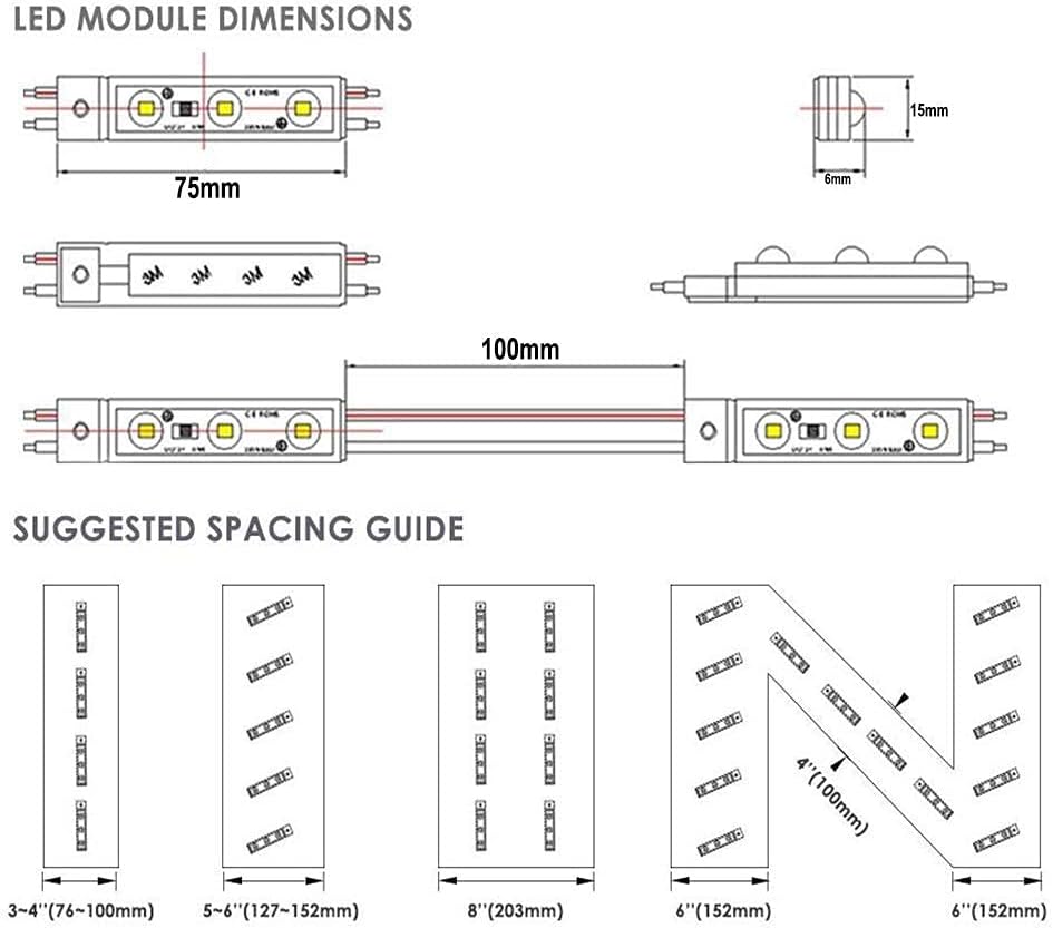 LED Module LED Windows Lights 6000K 200pcs 100Ft 5730 SMD 150LM Per LED Modul...
