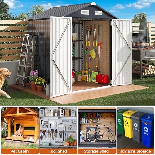 IRONCK 5.7x5.7FT Outdoor Storage Shed, Tool Shed, Dark Blue