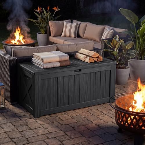 Flamaker Internal 120 Gallon Deck Box Waterproof, Large Outdoor Storage Box