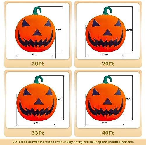 Giant 20Ft Premium Halloween Inflatable Pumpkin Decorations with Blower, Blow...