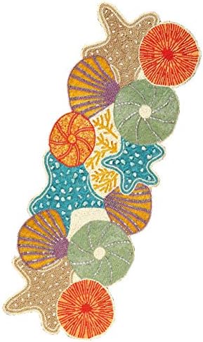 Lightnpro Seashell Hand Beaded Needlework Decorative Orange Blue Table Runner...