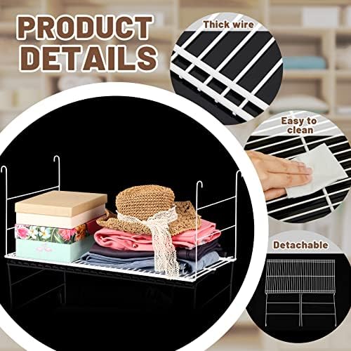 Amylove 4 Pieces 24 Inch Hanging Closet Shelves White Wire Hanging Shelf Univ...