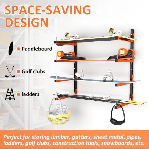 4 Pack Lumber Storage Rack, Wall Mount Removable & Adjustable Lumber Rack...