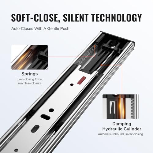 VEVOR Soft Close Drawer Slides 10 Pairs 20 Inch, Heavy Duty Full Extension Si...