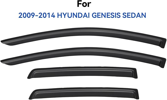Window Visors Rain Guards for 2009-2014 Hyundai Genesis Sedan, Out-Channel