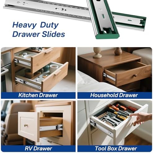 4 Pairs 22 Inch Soft Close Drawer Slides Ball Bearing Cabinet Rails