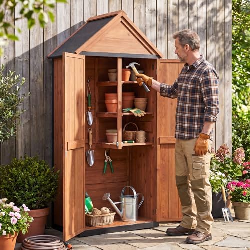 Aoxun Wood Outdoor Storage Cabinet with Floor 2.5'x1.4'