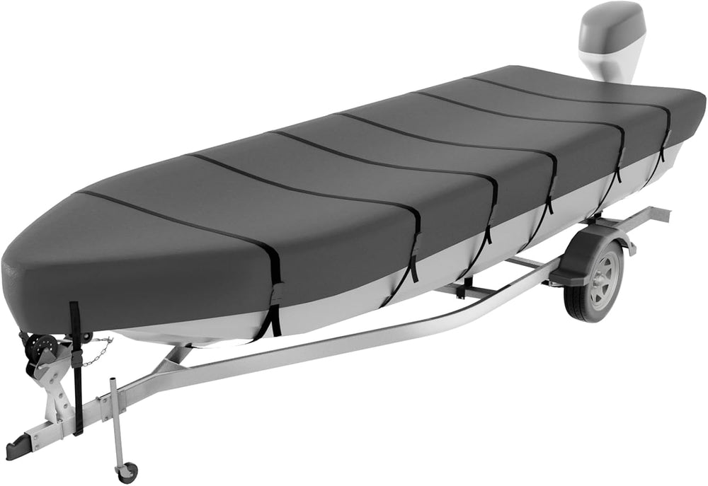 Jon Boat Cover for 10-12ft V-Bow, 1200D 5-Layer Waterproof Oxford Fabric, Hea...