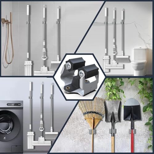 3-H 25 Pack Mop and Broom Holder Big Size Hanging 1 KG Extra,Broom Hanger Wal...