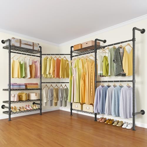 Timate L4 L Shape Garment Rack Heavy Duty Clothes Racks for Hanging Clothes, ...