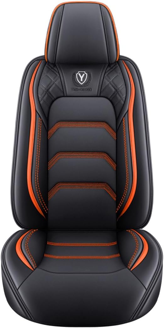 Comfortable Leather Auto Car Seat Covers 5 Seats Full Set Universal Fit (Blac...