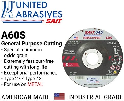 United Abrasives-SAIT 22047 A60S General Purpose Cut-Off Wheel (Type 27/Type ...