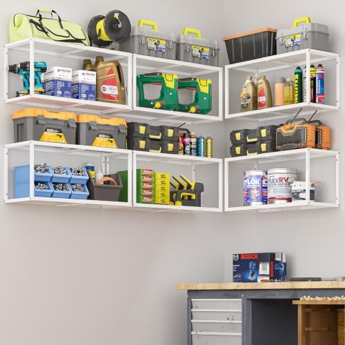 ThreeHio 2 Pack Expandable Garage Shelves Wall Mount, Heavy Duty Garage Wall ...