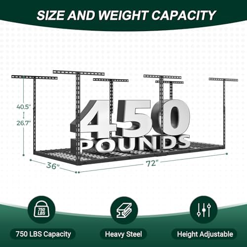 3x6 FT Overhead Garage Storage Rack,450LBS Weight Capacity