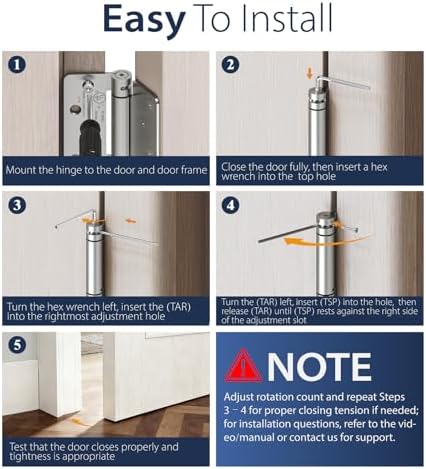 4 Inch Self Closing Door Hinges,3-Pack Spring Hinges,1/4" Radius Corners