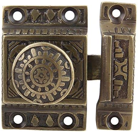 A29 Cabinet Latch, Solid Brass, Windsor Design, Set of 2, Antique Brass