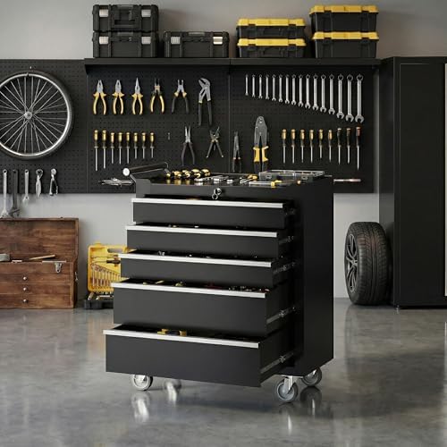 Garvee Rolling Tool Chest, 5 Drawers Tool Storage Cabinet, Toolbox with Wheel...