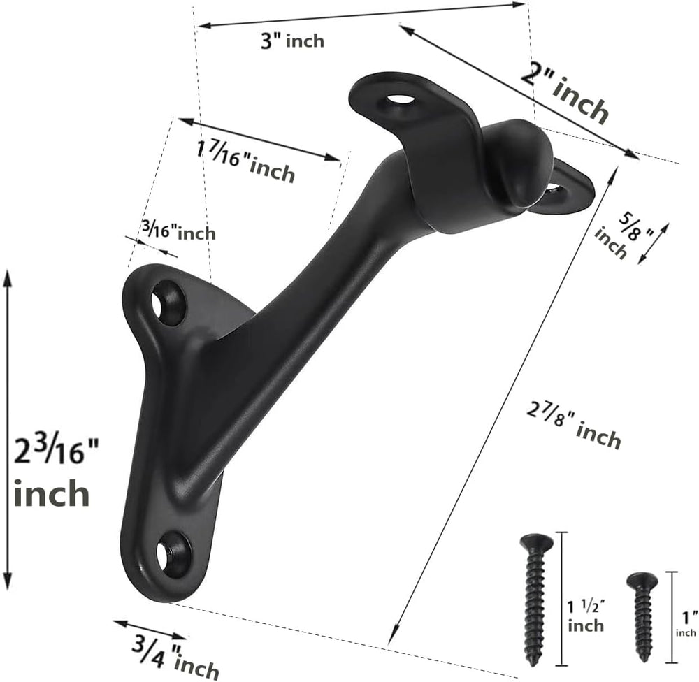 khtumeware 20 Pack 3 Inch Matte Black Hand Rail Bracket Heavy Duty Hardware f...