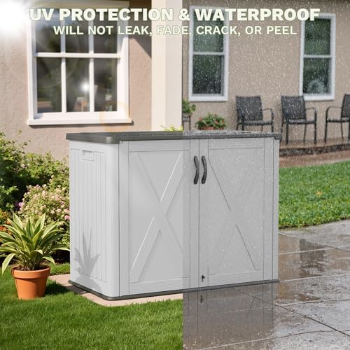 Patiowell 26 Cu.ft Resin Outdoor Storage Cabinet with Lockable Door, White