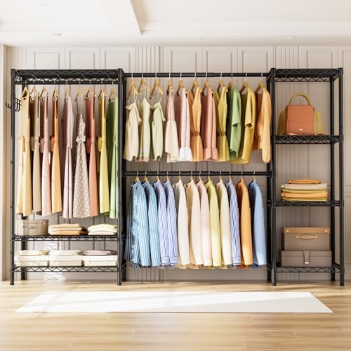 Golpart Heavy Duty Clothes Rack Metal Wardrobe with Adjustable Wire Shelves